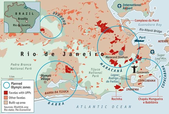 favelaerne i Rio de Janeiro kort
