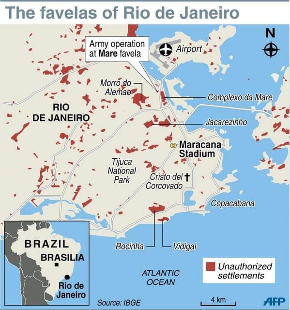 favela kort Rio de Janeiro