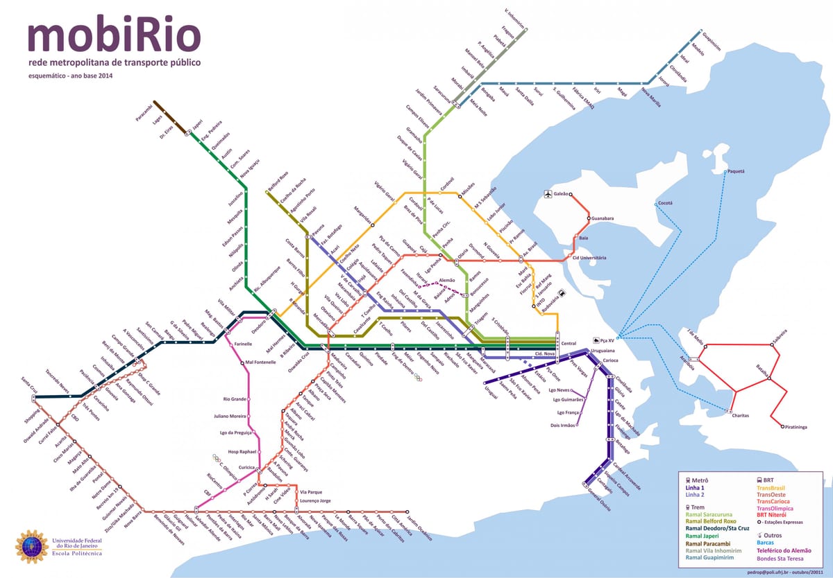 offentlige transportmidler kort Rio de Janeiro