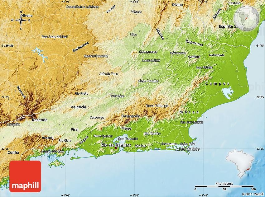 topografisk kort over Rio