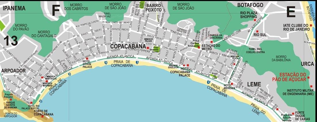 copacabana Rio de Janeiro kort