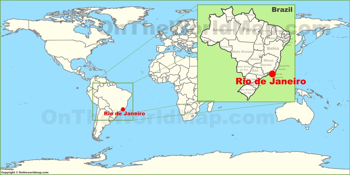 hvor er Rio de Janeiro er beliggende på verdenskortet